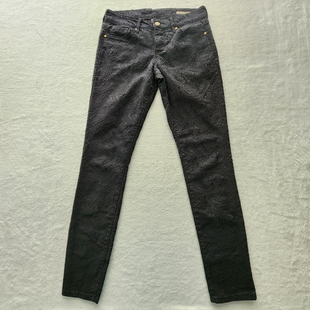 AG‎ Wonderland Skinny Jeans Womens 29W 29L Black Floral Brocade Paisley Tag 27 4